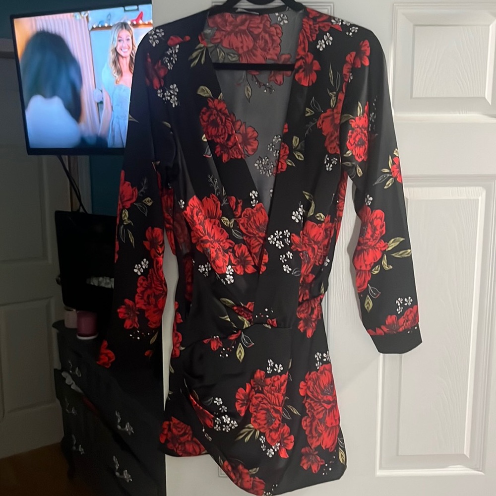 Fashion nova long neck long sleeve mini dress